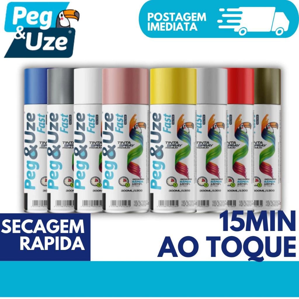 Tinta Spray Peg&Uze Premium 300ml Multiuso Primer Alta Cobertura Acabamento Profissional Seca Rápido