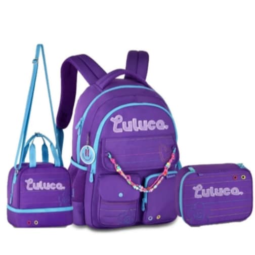 Kit Mochila Luluca Letras Lancheira E Estojo 2025