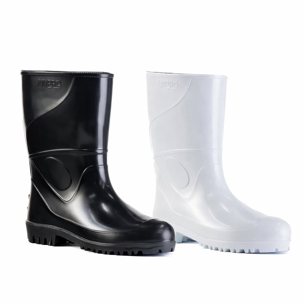 Bota de PVC Galocha Cano Medio Preta ou Branca Impermeavel e Antiderrapante Limpeza Moto Chuva Açougue Padaria