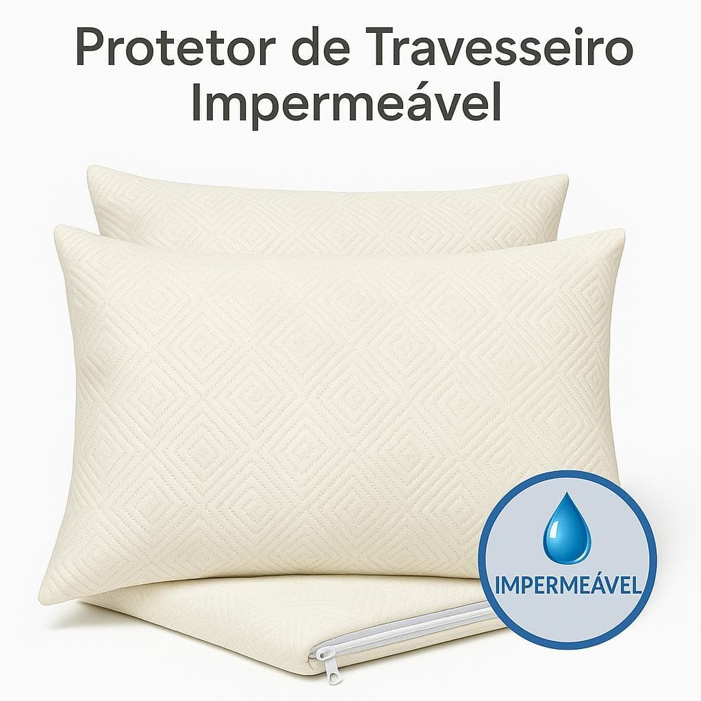 Kit 2 Protetores de Travesseiro Impermeável Silencioso Toque Macio Jacquar