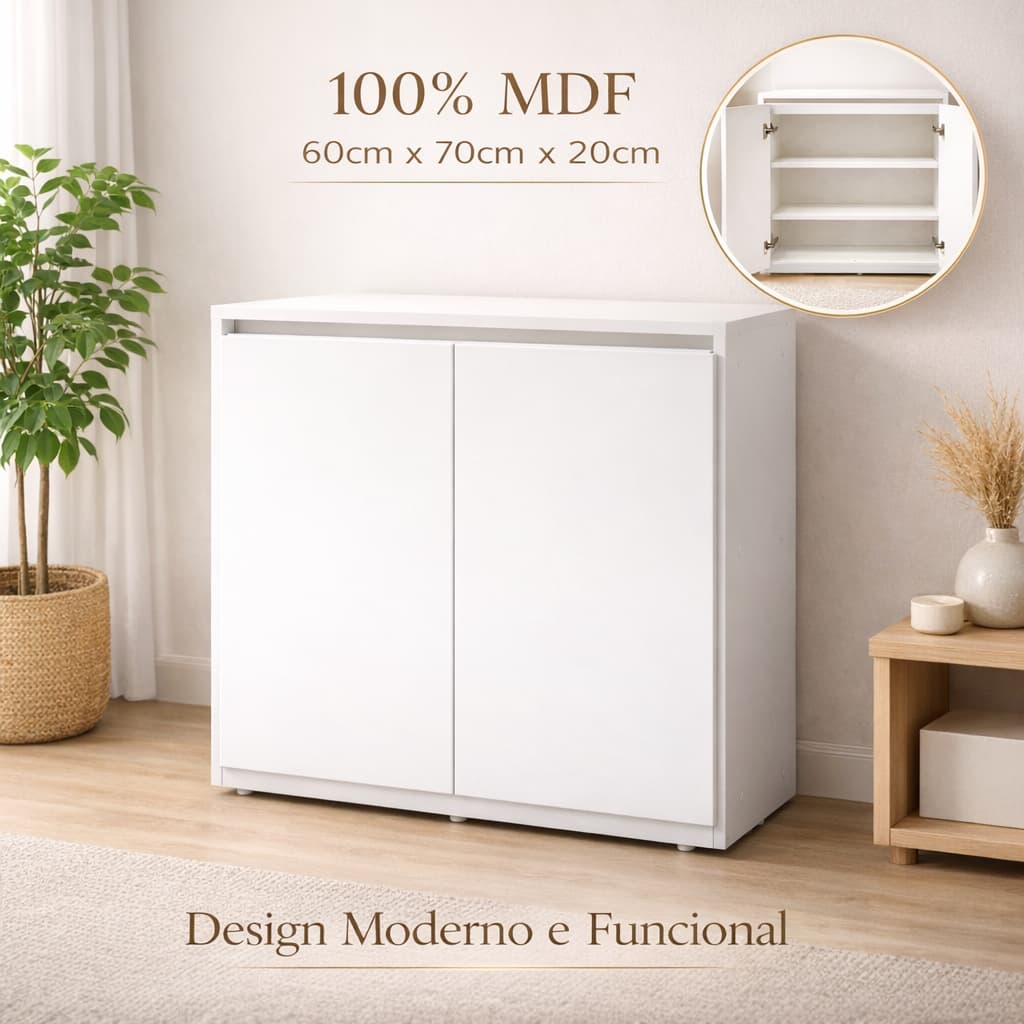 Dispensa Nicho Aparador com 2 Portas e Divisória em 100 % MDF – Envio Montado