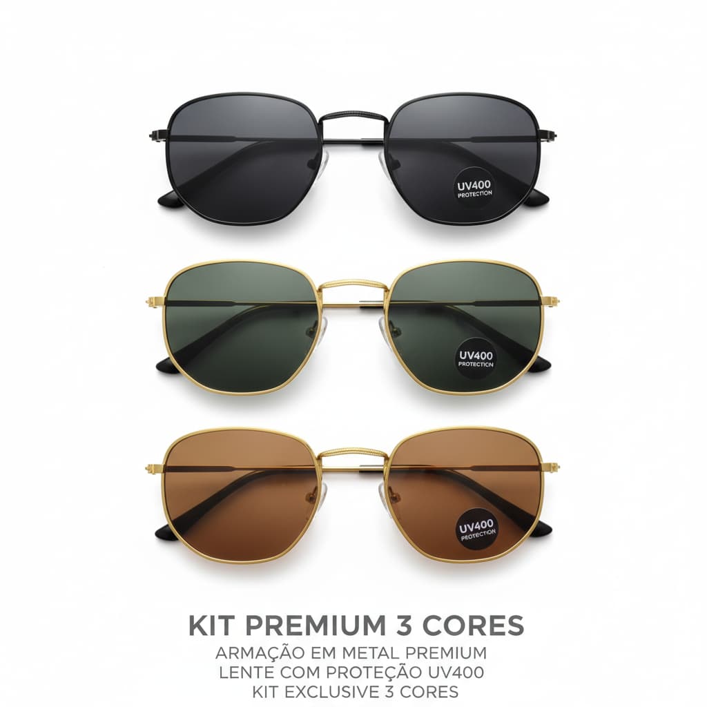 Óculos Hexagonal Masculino e Feminino Retrô Estilo Vintage Lente Fumê Marrom Preto | Frete Grátis 24h
