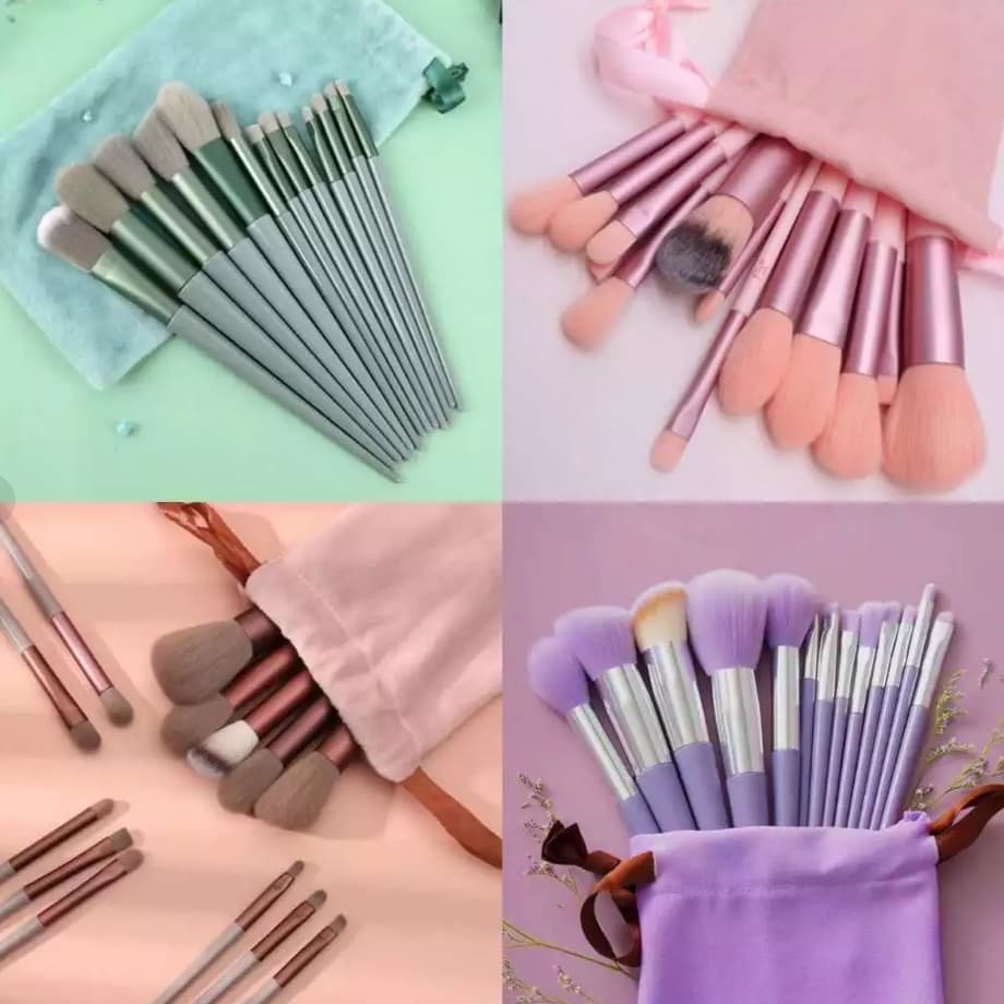 Kit 13 Peças De Pincéis De Maquiagem Contorno Kabuki Profissional com Bolsinha