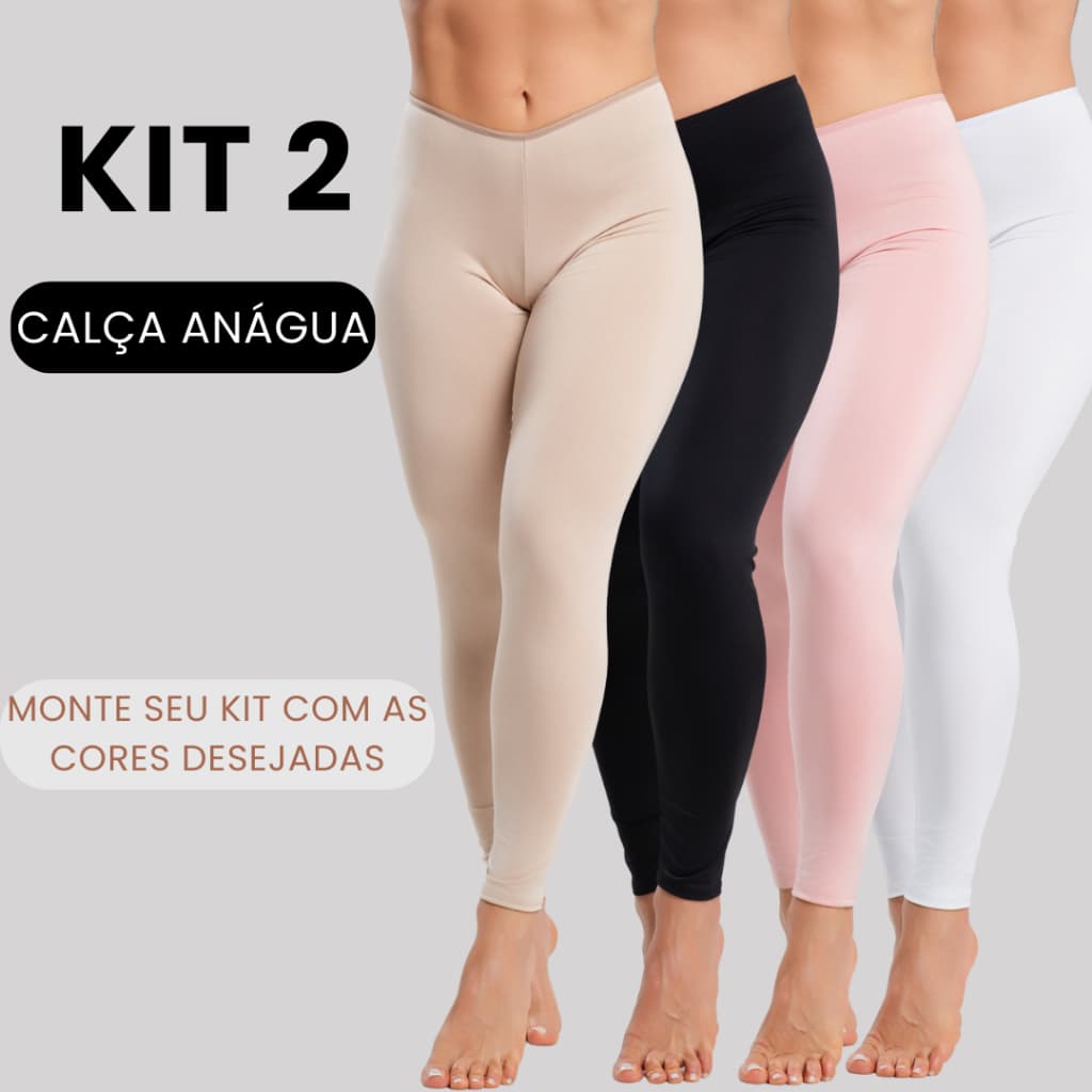 Kit 2 Calça Anágua Antiatrito Segunda Pele Conforto Proteção Feminina Usar Por Baixo Roupas Inverno RIQ Modas