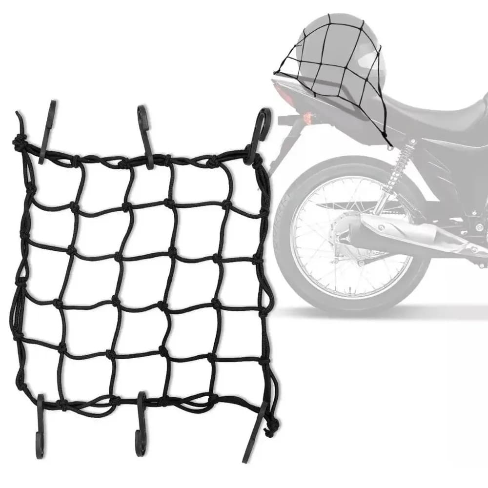 Rede Elastica Aranha 35x35 Moto Bagageiro Capacete preto