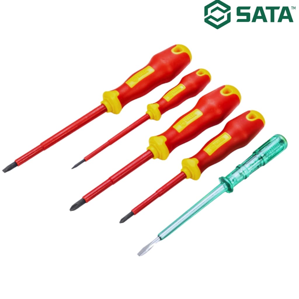 Jogo Chave Fenda/Philips Isolada 5 Peças Vde + Chave Teste - Sata ST09302U
