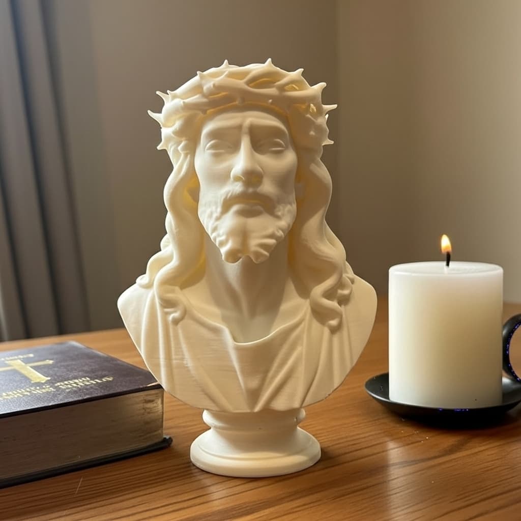 Escultura Jesus Cristo Decorativa Premium - Estátua Religiosa Moderna para Sala e Escritório - Acabamento Liso Exclusivo