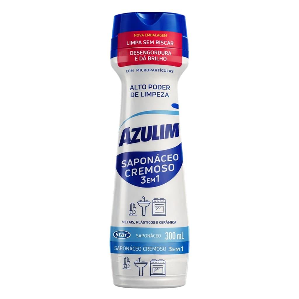 Até 2Un Saponáceo Cremoso Azulim 3 em 1 300Ml Desengordurante