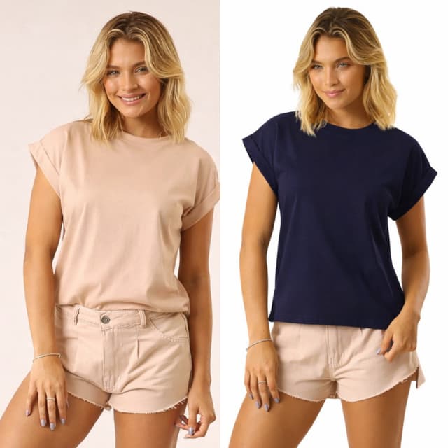 KIT 2 ou 1 - Blusa Feminina Muscle Tee T Shirt Algodão Basica Camiseta Lisa