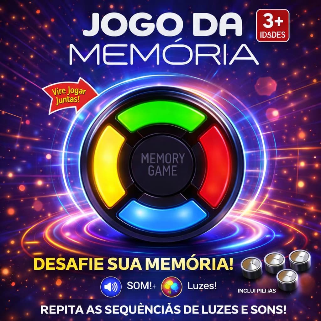Jogo da memoria sonoro e visual,memory game tipo genius luz e som Pura Ligeiro