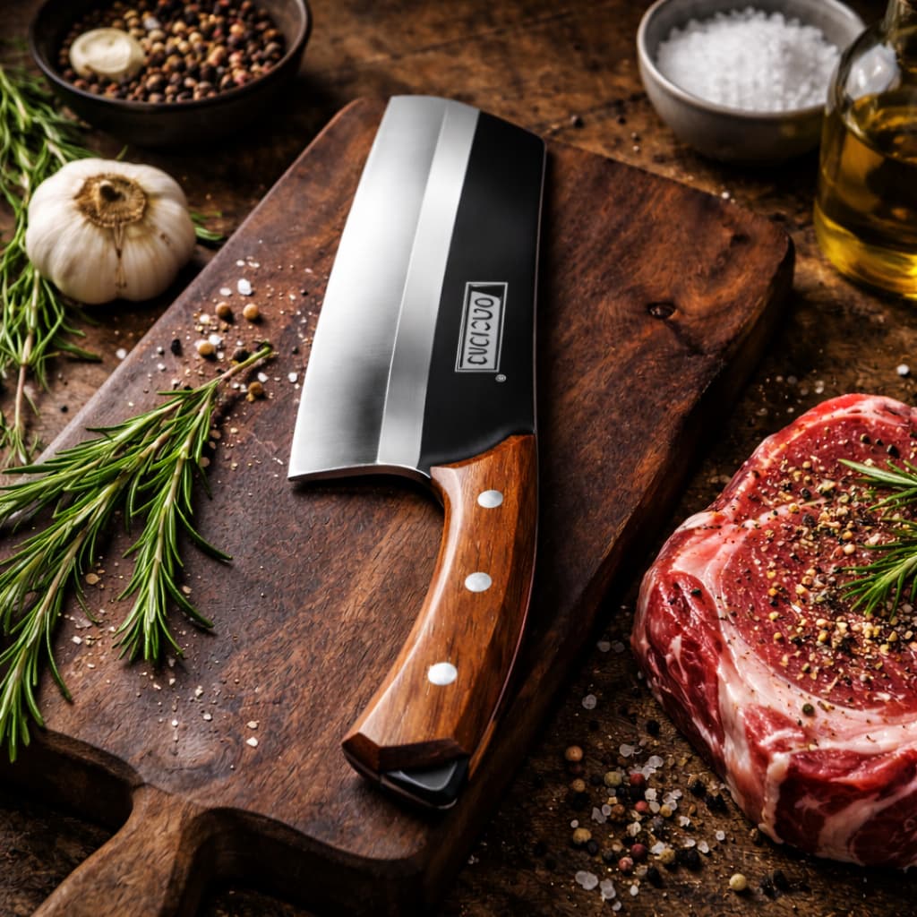 Faca de Cozinha com Lâmina Inox e Cabo Estilo Madeira