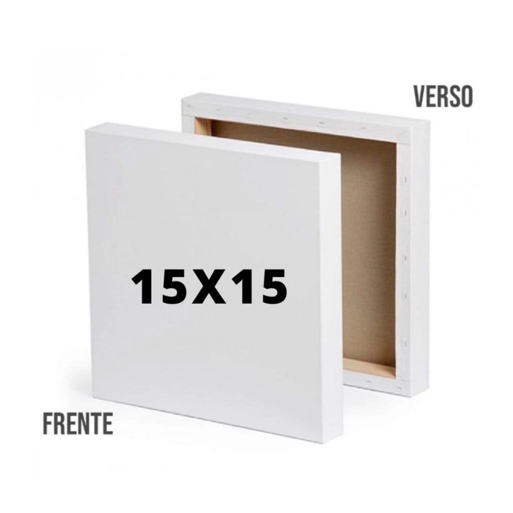Tela para pintura medindo 15x15 cm embalagem com 5 e 10 unidades