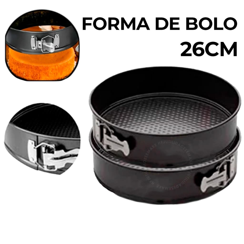 Kit 1 ou 2 Formas Assadeira 26cm Com Fundo Removível Antiaderente Bolos Tortas Condução De Calor