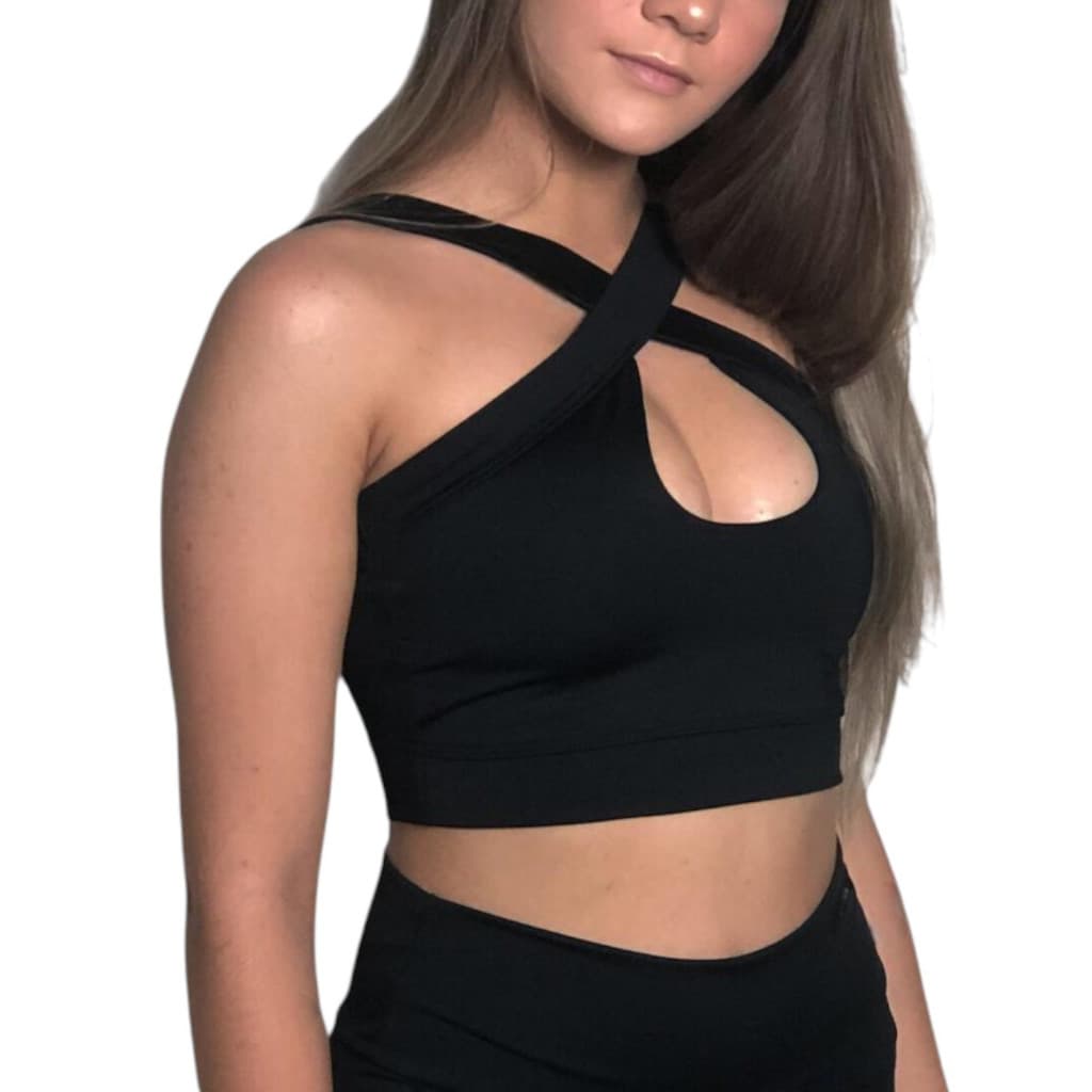Top Decote Alças Cruzadas Fitness Academia Ciclismo Corrida Caminhada Plus Size Quadriculado Moda