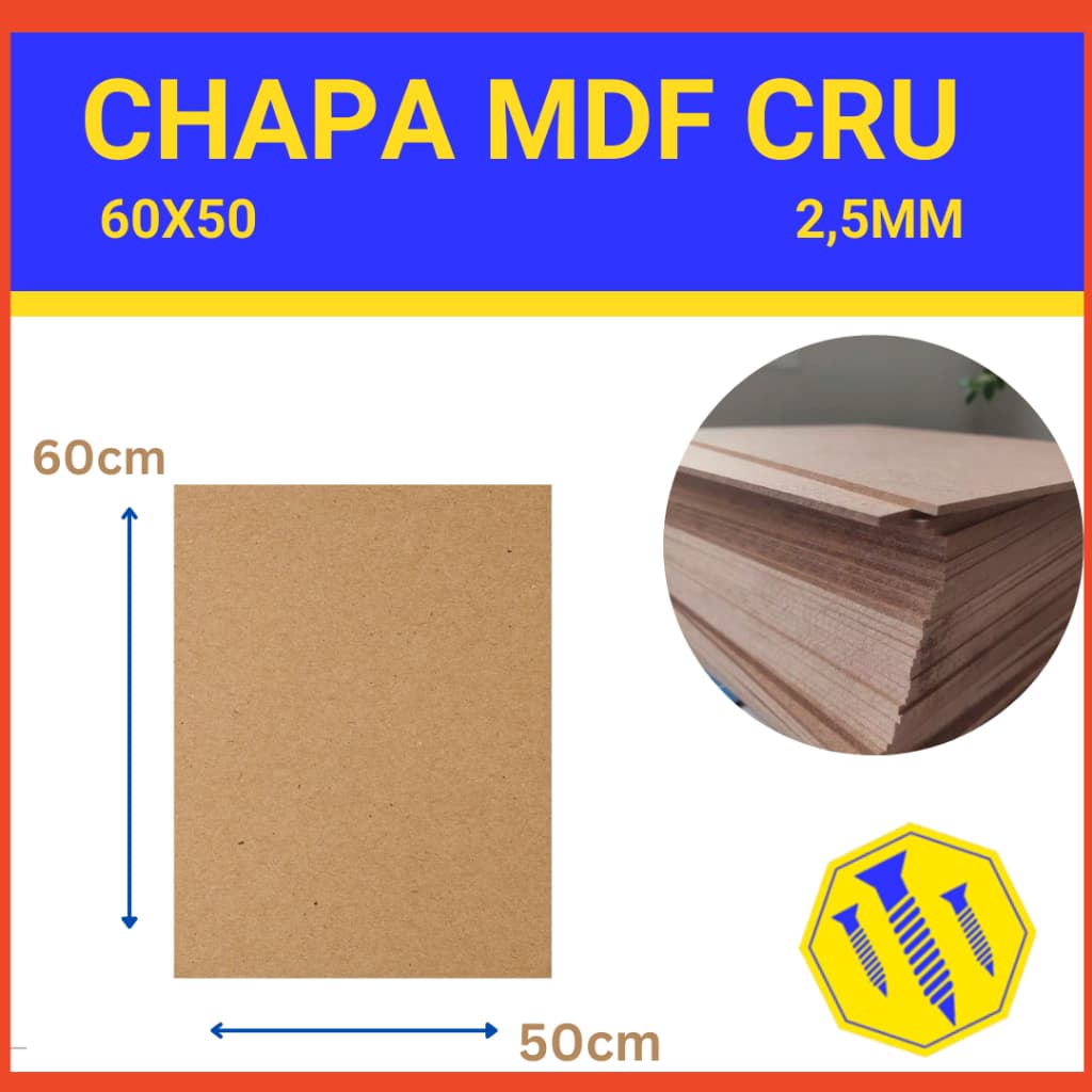 Chapa Mdf Cru 2,5mm Placa 50X60 cm placa de mdf cru