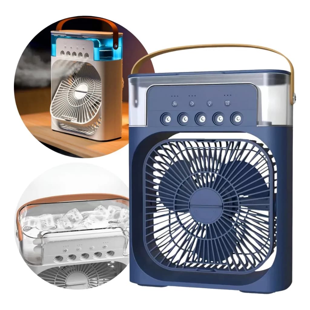 Mini Ventilador Climatizador De Ar/Umidificador Portátil De Mesa 26cm altura