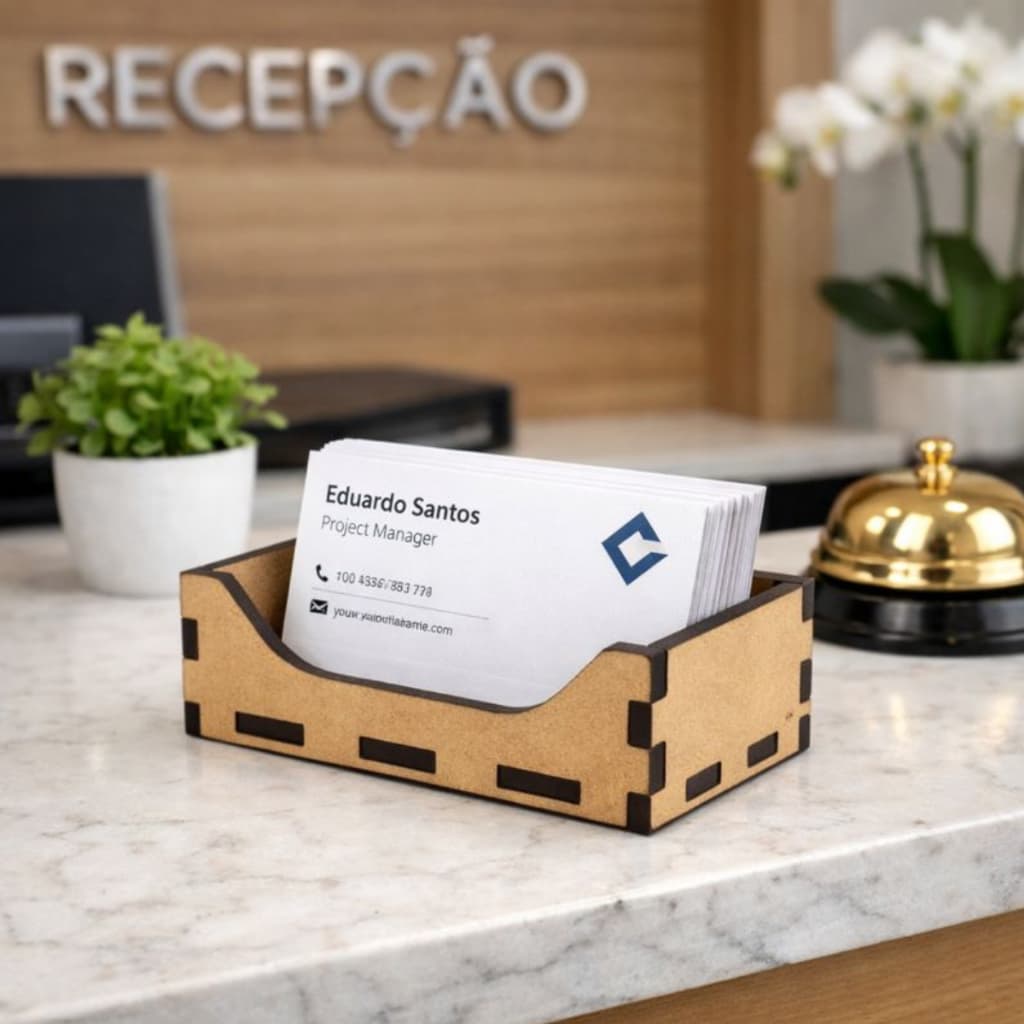 Porta Cartão De Visita Mdf Caixa Armazenamento Cartões Mesa Profissional Expositor Recepção Balcão