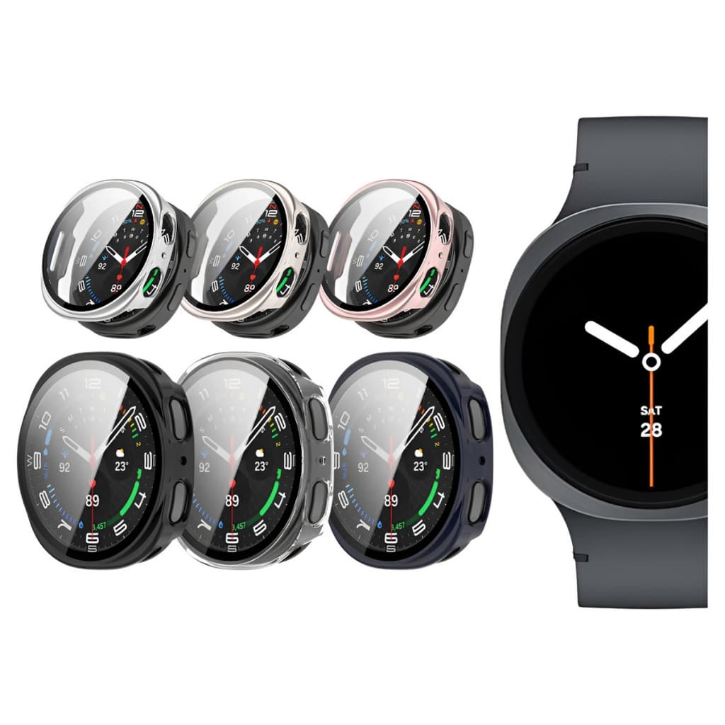 Capa Bumper Para Galaxy Watch 8 40mm 44mm Capinha Case Com Vidro Embutido