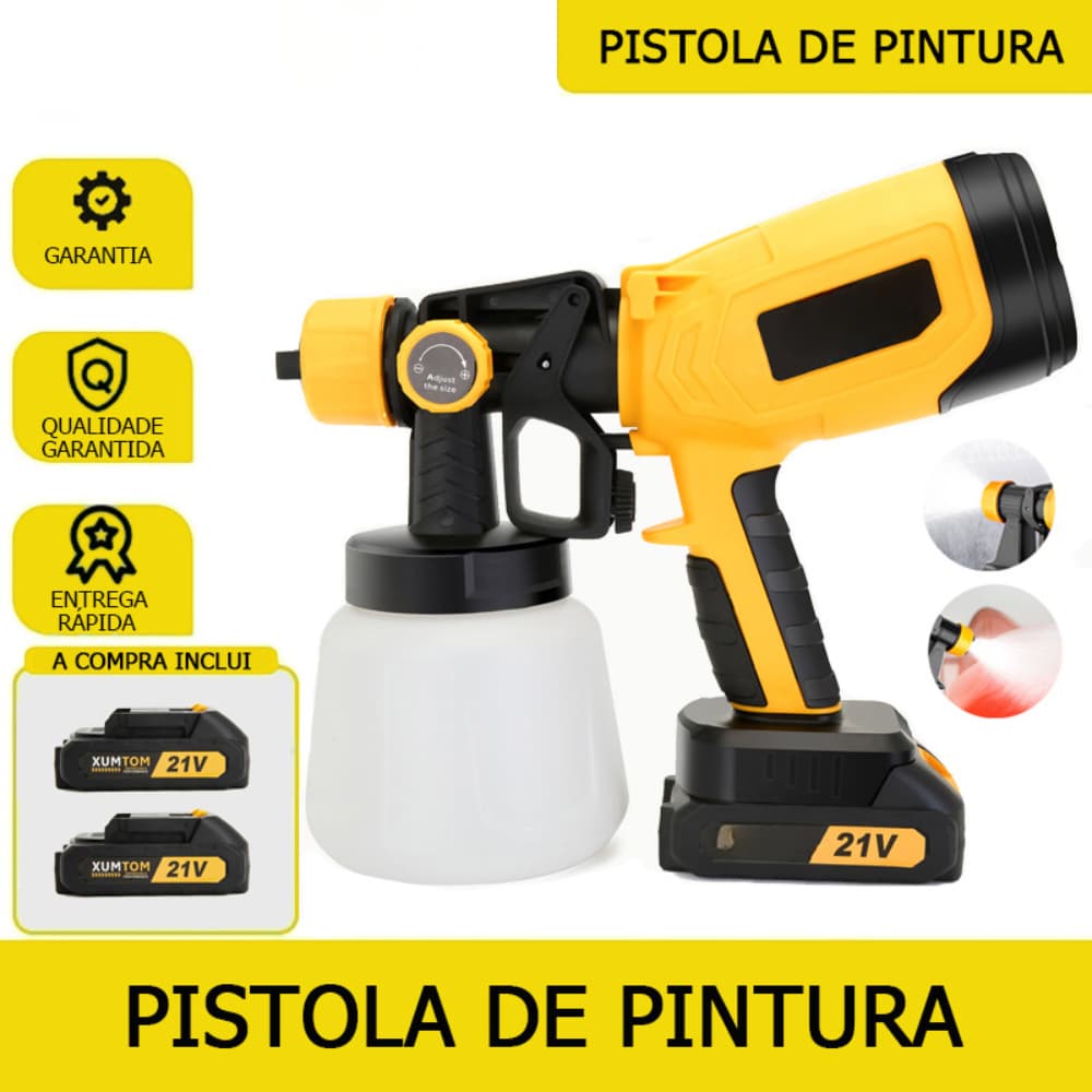 Pistola De Pintura Recarregável 2 Baterias Spray Portátil Elétrico Profissional Pulverizador De Tinta 1000ML