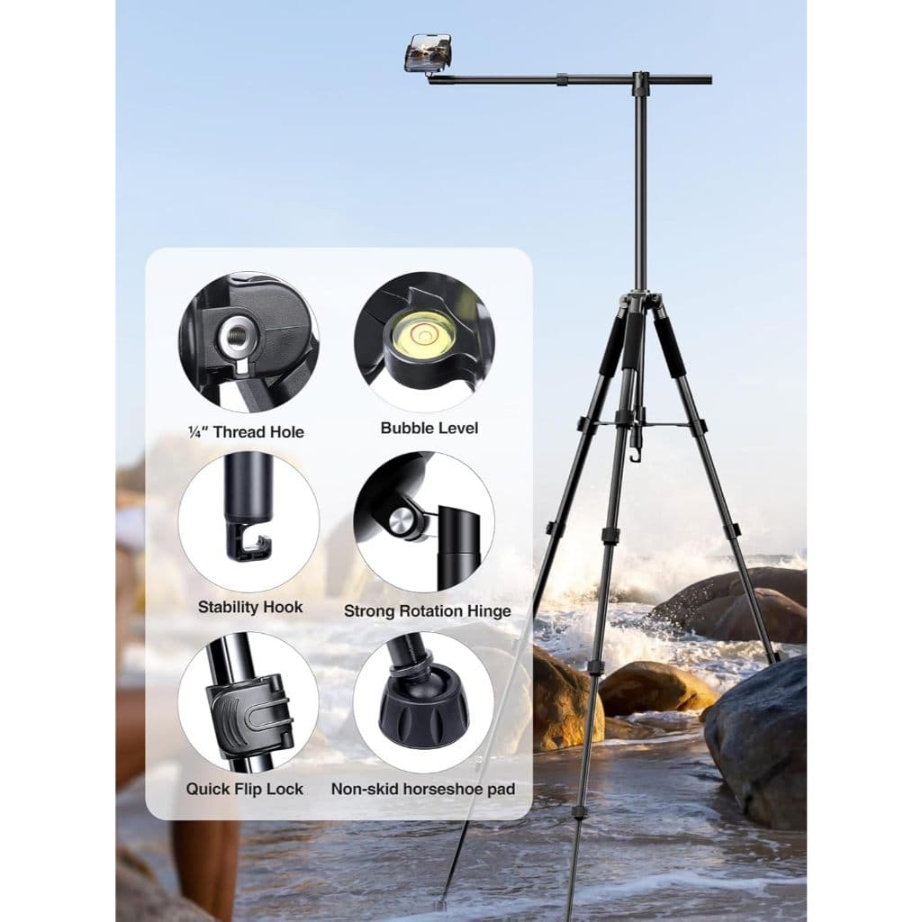 Tripé Profissional Elitehood para Celular com Braço Extensível e Rotação 360° – Ideal para Vídeos, Lives e Gravações