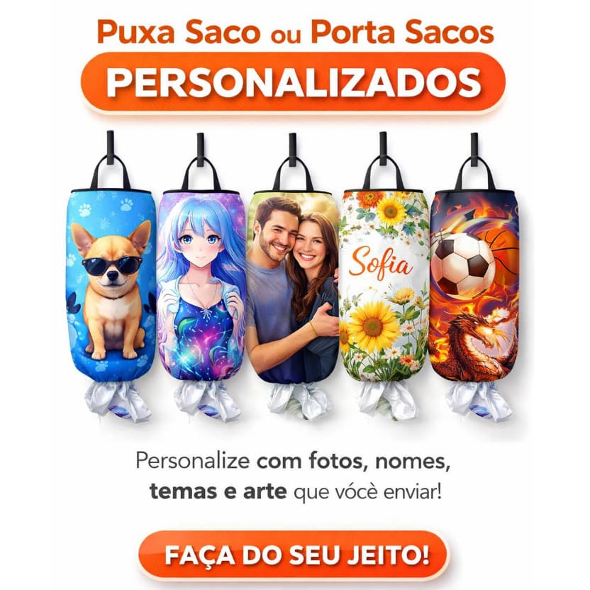 Puxa Saco Personalizado | Porta Sacos Decorativo para Cozinha | Sob Encomenda