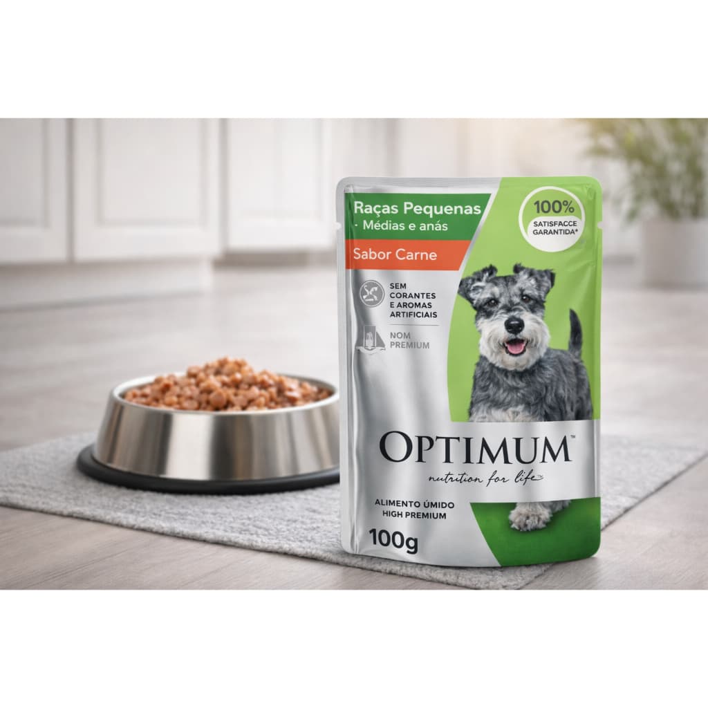 Sachê Optimum Carne 100g Para Cachorro Adulto Pequeno