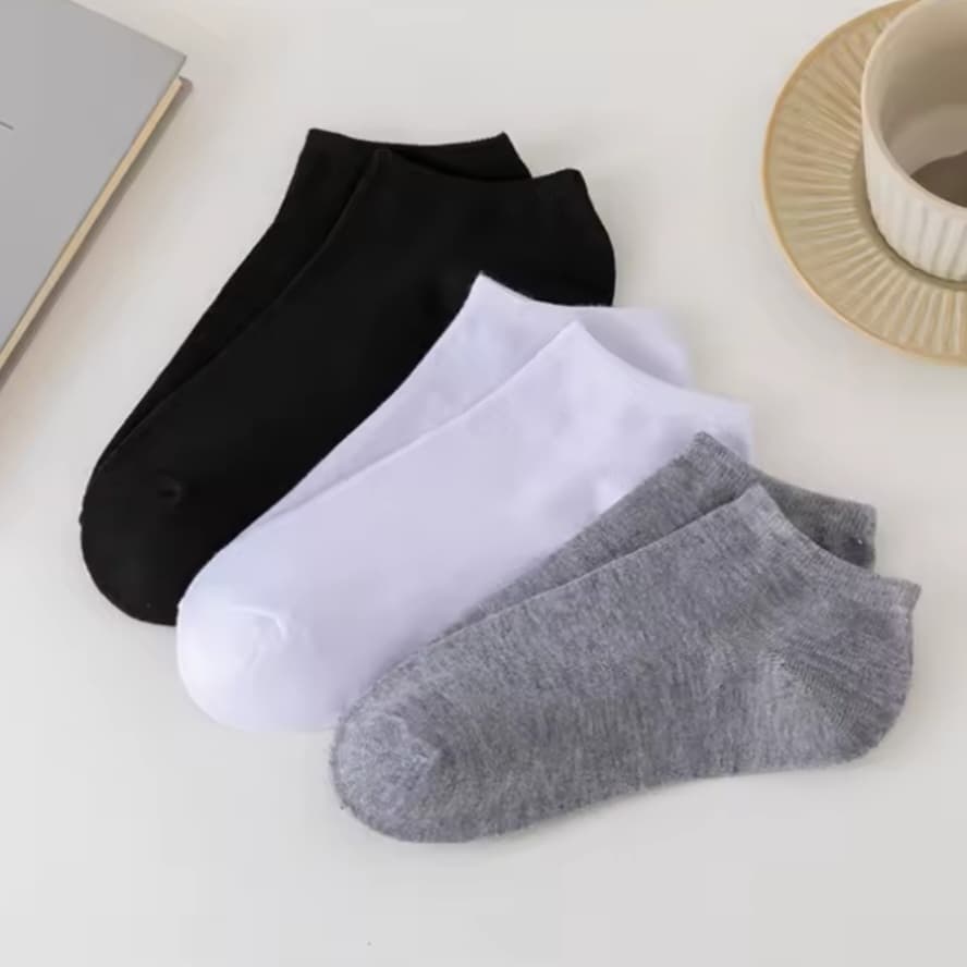 Kit Meia Soquete Preta Branca Sortida Cano Curto Macia Confortável Invisível Masculina Feminina 35-40 / 40-46