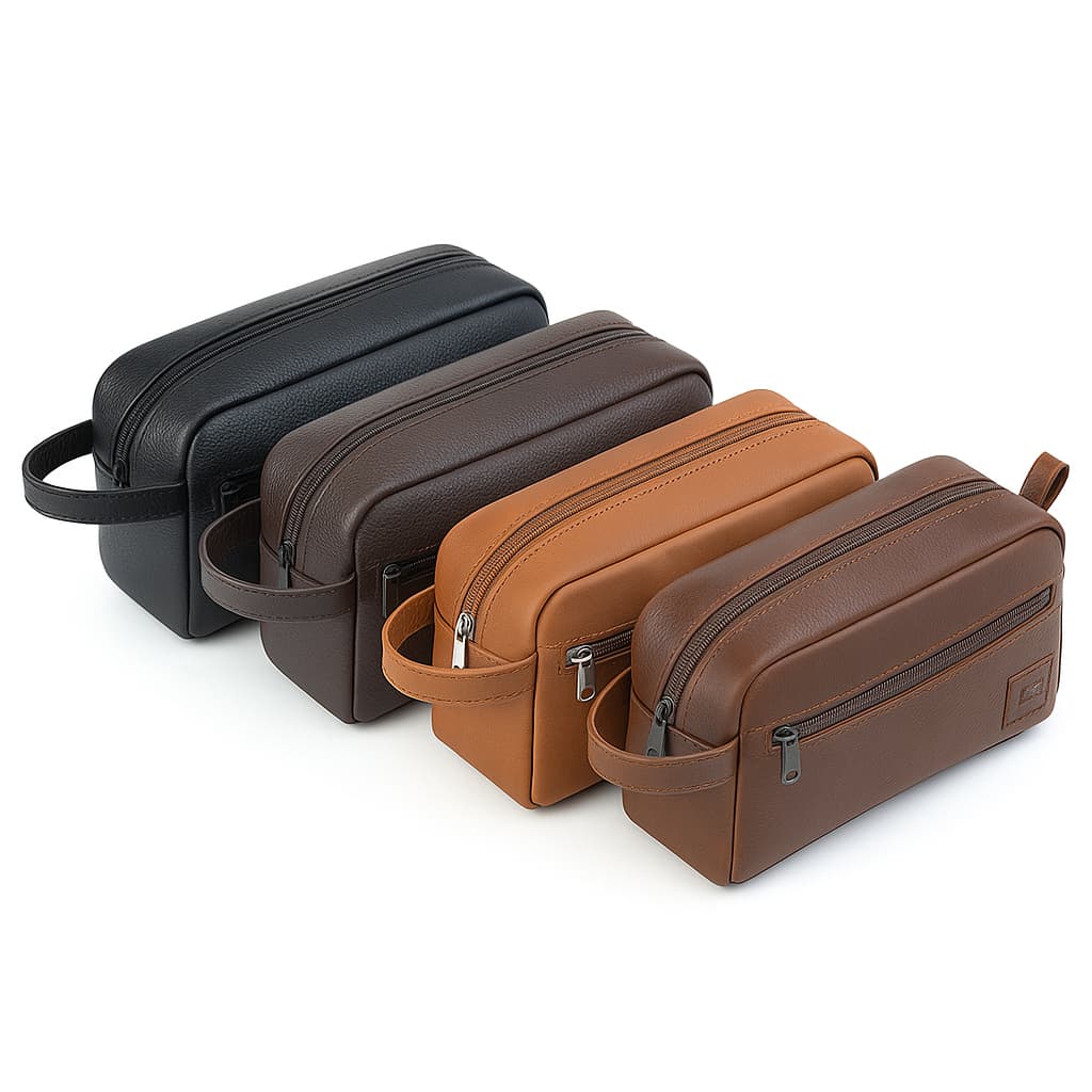 Necessaire em Couro Legítimo Estojo Bag Organizador Unissex Para Viagem e Cosméticos