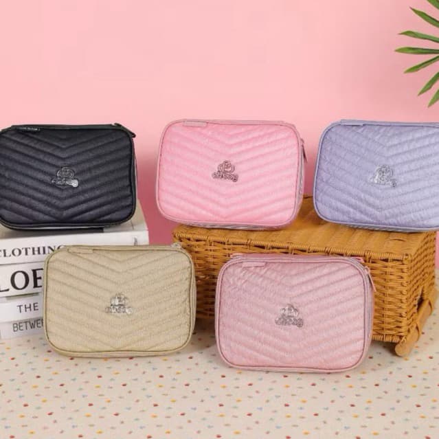 Estojo box grande metálico com elásticos e divisória Ohbag