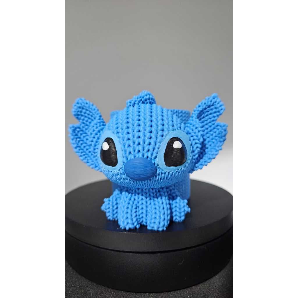 Porta Caneta Stitch Azul Impresso em 3D