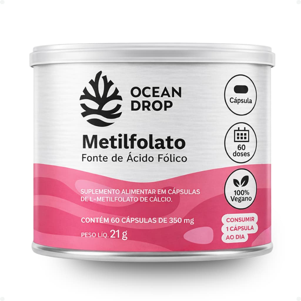 Metilfolato 500mcg Vit B9 60caps Ocean Drop Ácido Fólico - Apenas 1cap/dia