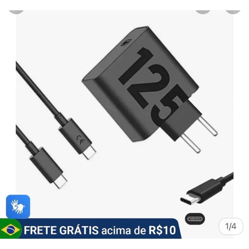 Carregador turbo 125W fonte USB carregador+ cabo ultra rápido 125w USB C turbo