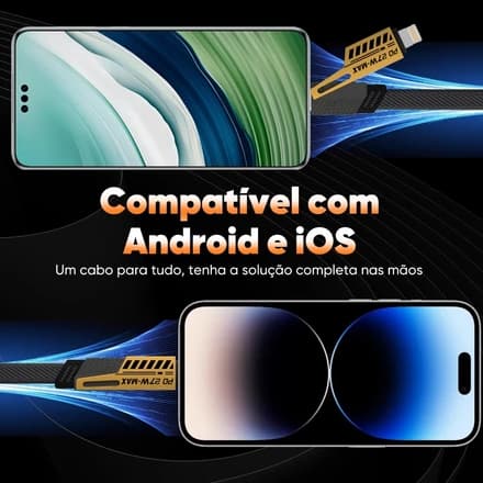 INOVA Cabo Carregamento Rápido 4 em 1 TURBO 65W/27W cabo tipo c e iphone