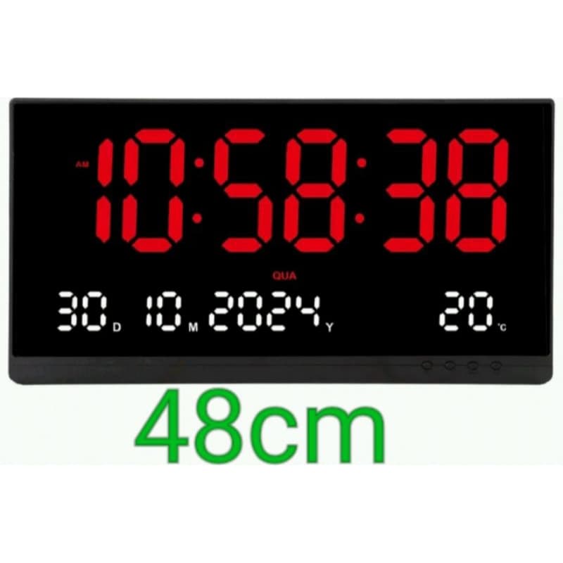 Relógio De Parede Led Digital Grande 48cm Termometro
