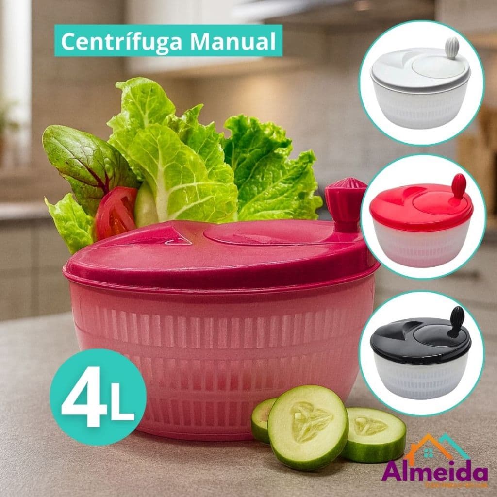 Centrífuga Manual Seca Saladas Verduras 4 Litros