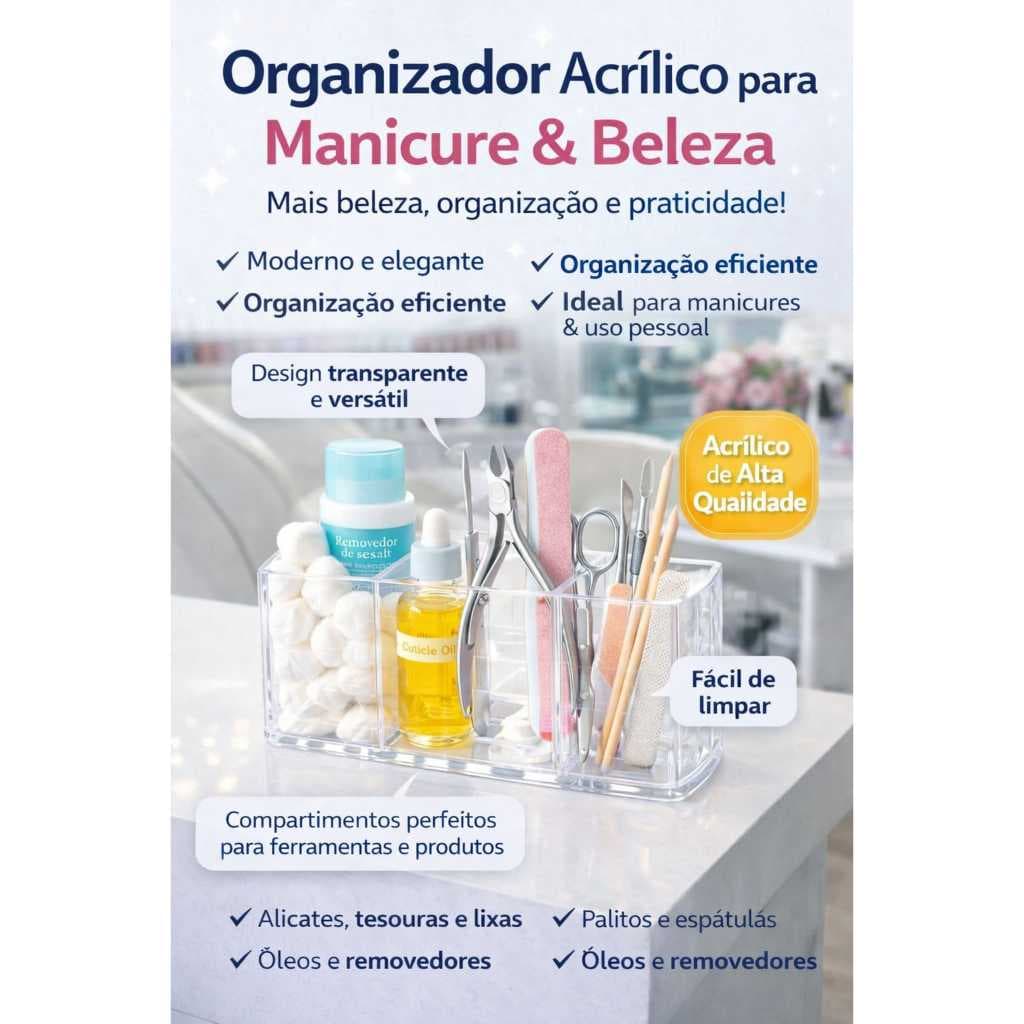 Organizador acrílico transparente Salão de beleza/ Manicure