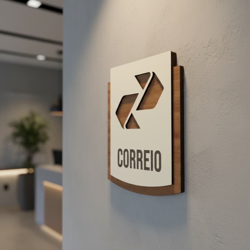 Placa de Sinalização Correios MDF Alto Relevo 15x13cm Para Porta
