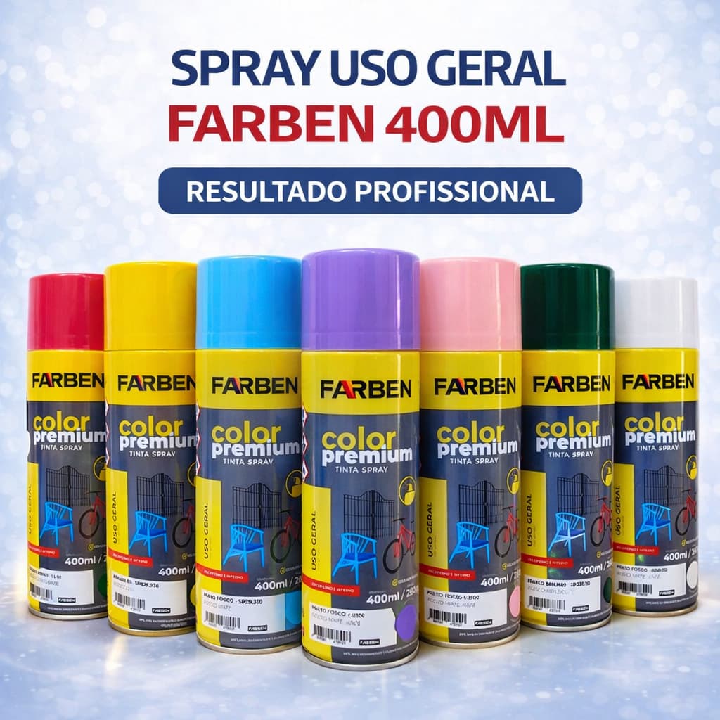 Spray Tinta Uso Geral Farben 400ml – Acabamento Uso Profissional e Doméstico | Várias Cores