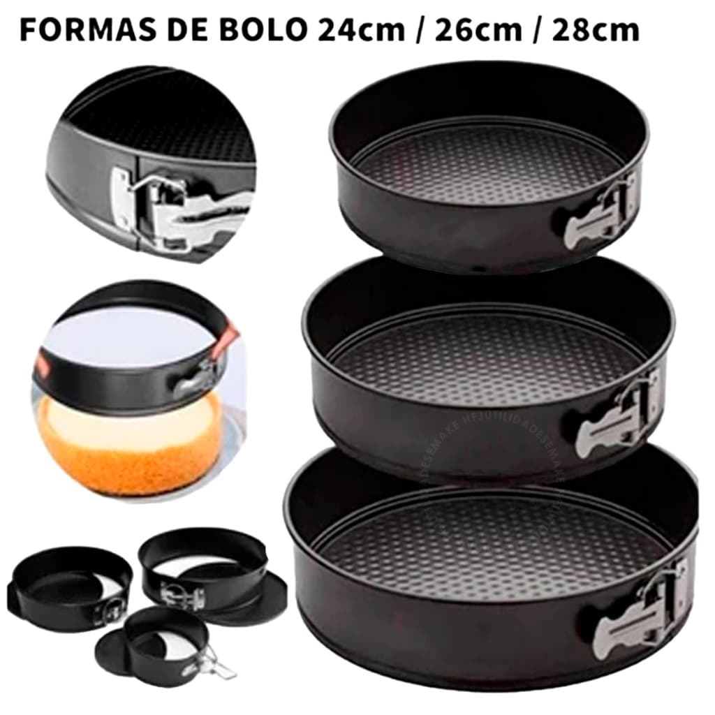 Forma Assadeira Com Fundo Removível Kit ou Unitária Antiaderente Bolos Tortas Condução De Calor