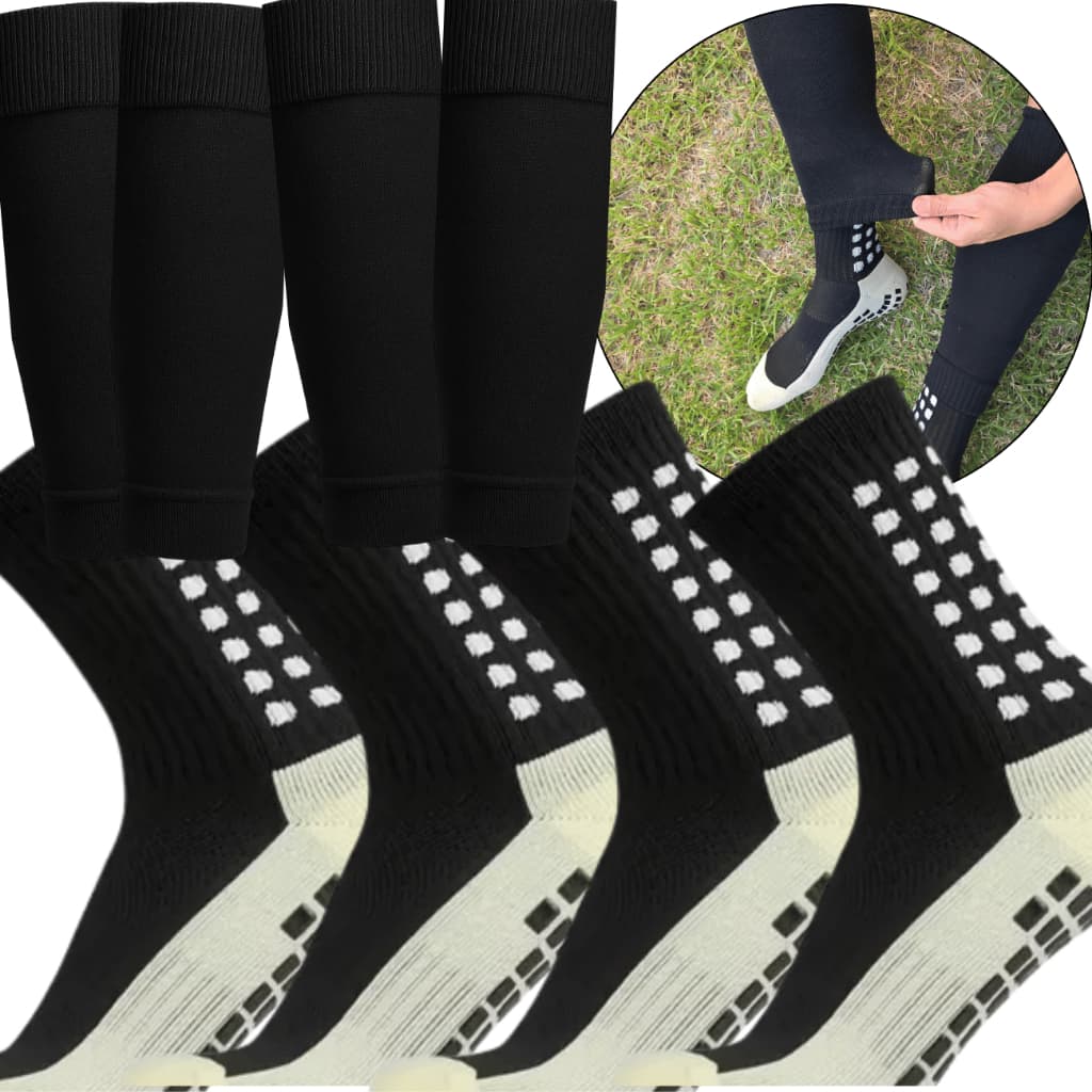 Kit 2 Pares Meia Antiderrapante Futebol + 2 Pares Canelito Branco