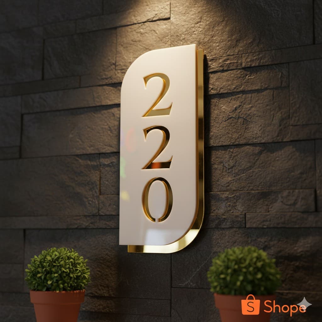 Placa Residencial com Número em Acrílico Personalizada 20cm ou 30cm – Casa, Apartamento e Comércio