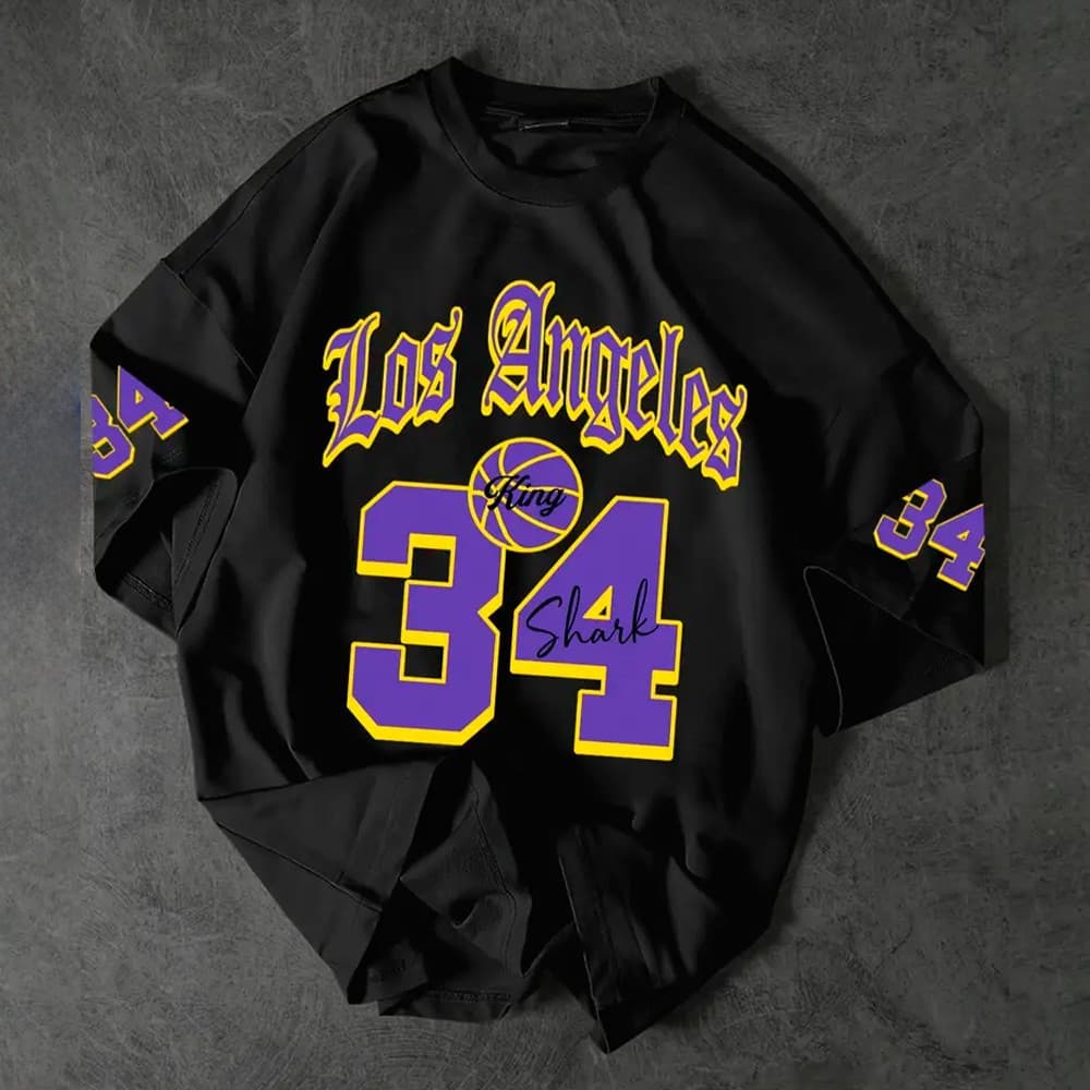 Camisa Camiseta Blusa Oversized Streetwear Los Angeles 34 Basquete Estiloso 100% Algodão