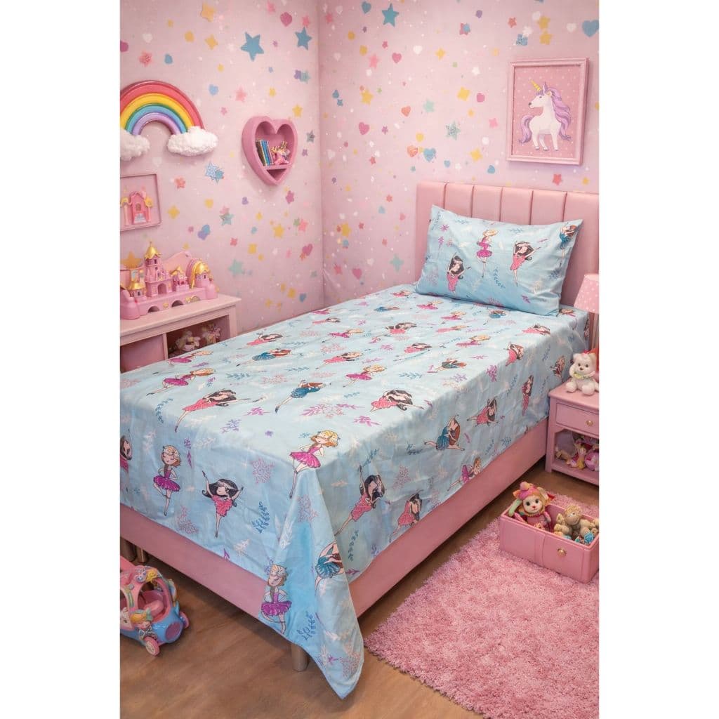 Jogo de Lençol Cama Infantil Estampado 1,50m x 2,25m – Temático, Colorido e Super Confortável
