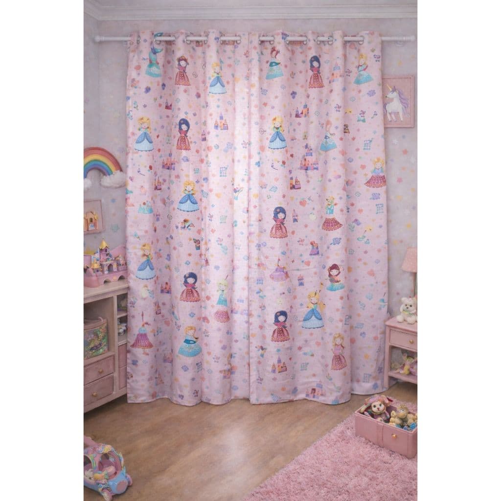 Cortina Infantil Estampada 2 Partes Temática Algodão - Poliéster  Decoração Quarto Kids-1,40mx2,20m