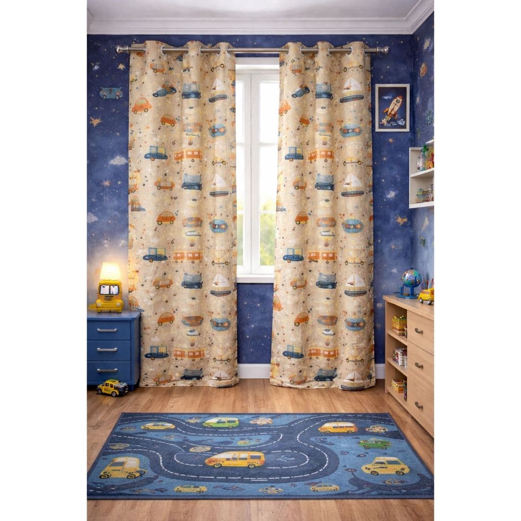 Cortina Infantil Microfibra Estampada 1,40m x 2,20m (2 Partes) – Temática, Colorida e Decorativa