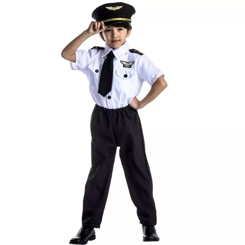 Fantasia Infantil Meninos Carnaval Piloto Avião Comandante