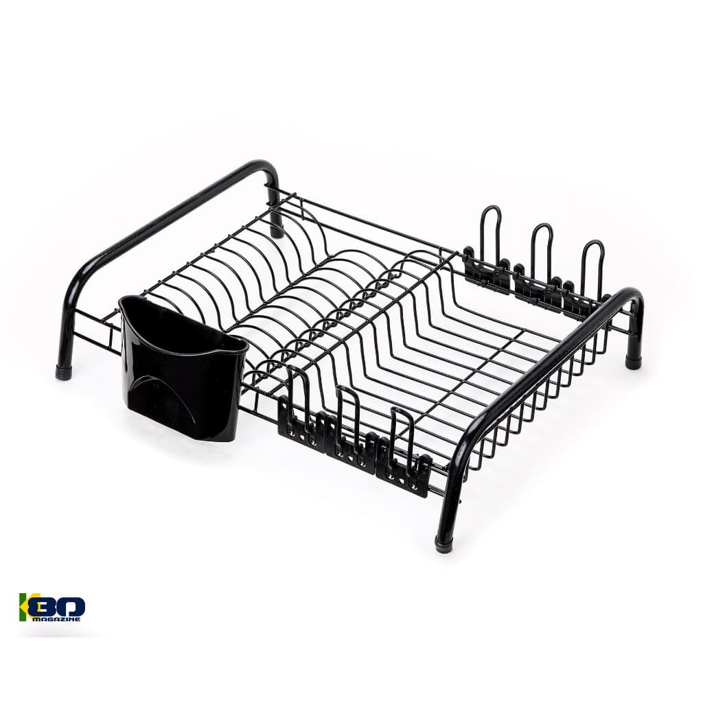 Escorredor Louça Preto Fosco com Porta Copos