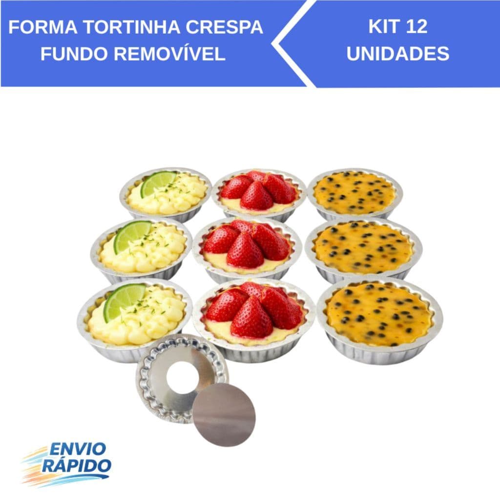 KIT 12 UNIDADES FORMA TORTINHA CRESPA  FUNDO REMOVÍVEL  – EM FLANDRES
