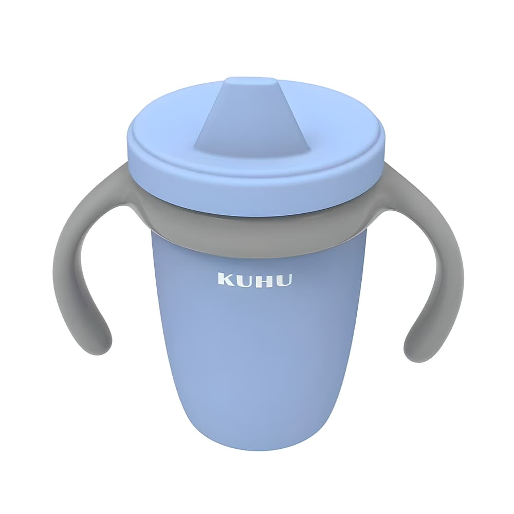 Copo De Treinamento Kuhu 240ml Bico Antivazamento Azul