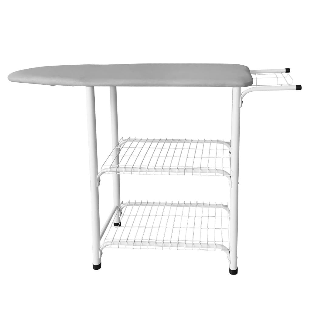 Tábua Mesa de Passar Roupas com Prateleiras Organizadoras e Suporte para Ferro – Multiuso